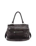 Pandora Medium Leather Satchel Bag, Black 