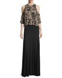 Gideon Cold-Shoulder Cropped Top, Etch Print