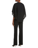 Marielle Embellished Batwing-Sleeve Blouse, Black