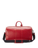 Signature Large Leather Duffel Bag, Red