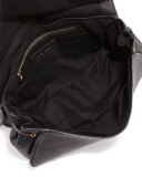 Fringe Leather Shoulder Bag, Black