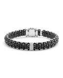 Black Caviar Bracelet with Diamond Station, Size Medium