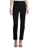Ponte Cropped Pull-On Pants, Black