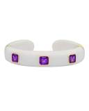 Weekend White Agate Cuff Bracelet with Amethyst Studs