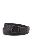 Men's Intrecciato Calf Leather Belt, Black