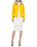 Boulder-Print Midi Pencil Skirt, Cream