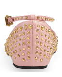 Unia Spiked Leather Flat, Perfect Pink