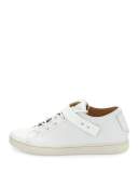 Leather Stud-Strap Sneaker, White (Bianco)