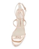 Rosalind Crystal-Heel Leather Sandal, Rose Gold