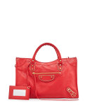 Metallic Edge City Bag, Red