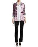 Floral & Striped 3/4-Sleeve Jacket 