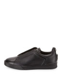 Grained Leather Slip-On Sneaker, Black