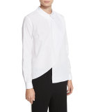 Asymmetric Long-Sleeve Poplin Shirt