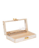 Jean Confetti-Striped Box Clutch Bag, Nude/Sand 