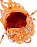 Flower Applique Small Backpack, Orange