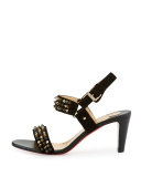 Bikee Bike Two-Strap Red Sole Sandal, Black