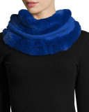 Fur-Trim Cashmere & Wool Infinity Scarf, Cobalt