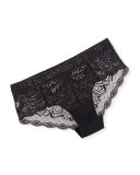Elles Floral-Embroidered Boyshorts, Black
