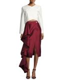 Aideen Cascade Ruffle Taffeta Skirt, Wine