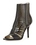 Odelia Strappy Open-Toe Bootie, Black