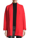 Boiled Wool Kimono Jacket, Poppy
