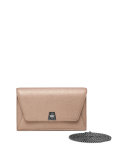 Anouk Leather Chain Envelope Clutch Bag, Metallic Bronze