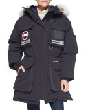 Snow Mantra Fur-Hood Coat, Navy