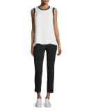 Arrow Cropped Straight-Leg Pants, Black