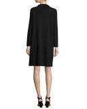Long-Sleeve Drape-Front Knit Dress, Petite