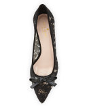 madelaine too lace block-heel pump, black