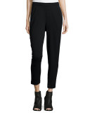 Slim Slouchy Ankle Pants, Black  