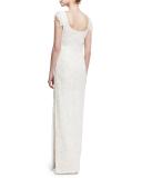 Jackie Anniversary Lace Column Gown, White