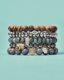 Labradorite Bead Bracelet w/ 14K Gold Diamond Sphere Bead