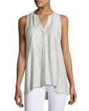 Carley B Sleeveless Striped Top, White