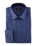 Jenno End-On-End Slim-Fit Dress Shirt, Navy