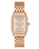 16mm Deco ll Mid Rose Gold Watch Head with Pattern Diamond Dial