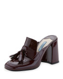 Patent Leather Tassel Mule Pump, Granato