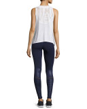 Crest Lace-Panel Sport Tank Top, White