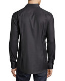 Tonal Geometric-Print Sport Shirt, Black