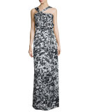 Selena Asymmetric-Neck Floral Gown, Rorschach