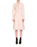 Gardner Button-Front Long Coat, Blush