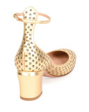 Tan-Go Strass Perforated Pump, Dark Gold/Black
