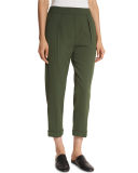 Pull-On Tapered Cropped Trousers