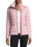 Funnel-Neck Asymmetric-Zip Puffer Jacket