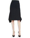 Cyrus Flared-Hem Pencil Skirt, Black