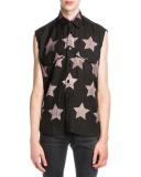 Bleached-Star Sleeveless Shirt, Black