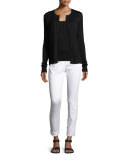 Engineered Rib-Knit Scoop-Neck Shell, Caviar/Azzurine