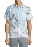 Kingston Hawaiian-Print Short-Sleeve Shirt, Blue