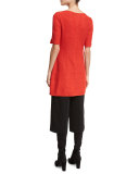 Ratana Knit Bateau-Neck Half-Sleeve Top, Red