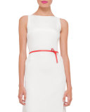 Sleeveless Plisse-Back Sheath Dress, Anemone